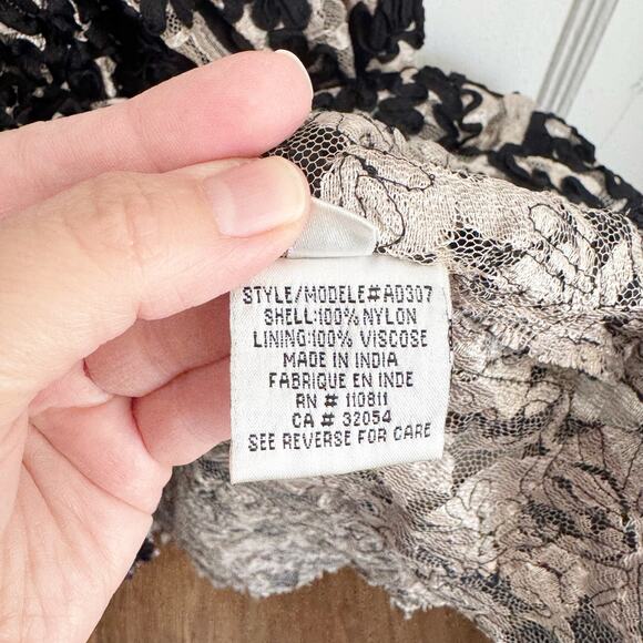 Anthropologie Yoana Baraschi Ribbon Lace Soutache Dress Black Nude Sheer Sexy 6 - Picture 12 of 16